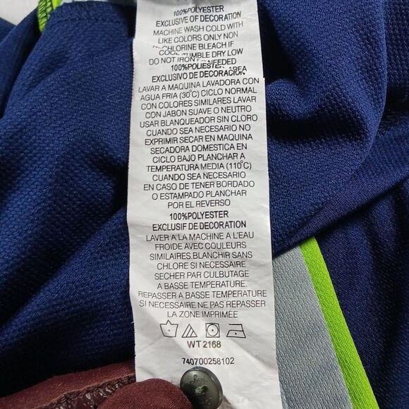 Ben Hogan Performance Men's Large  Golf Shirt/ Polo Shirt Blue/ Neon Green Strip - Picture 8 of 11